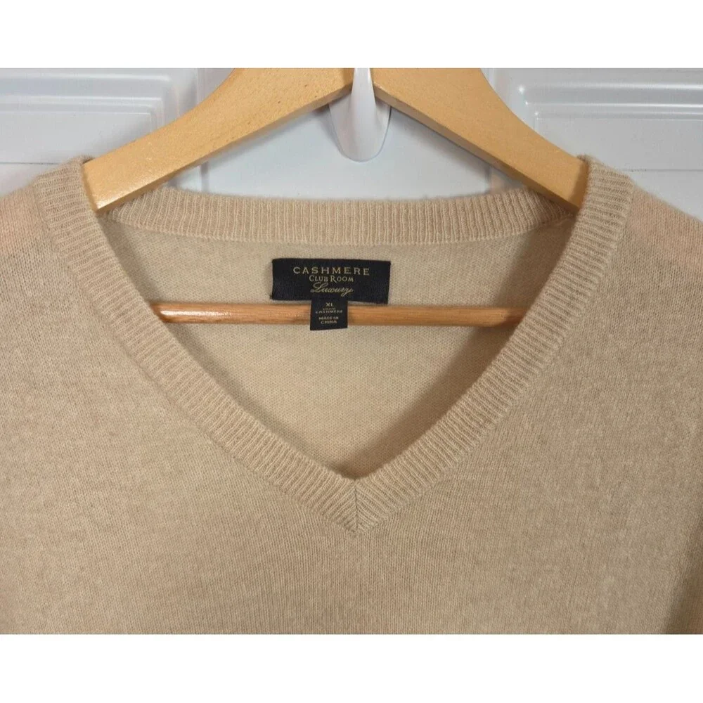 Club Room Mens 100% Cashmere V-Neck Sweater Size XL